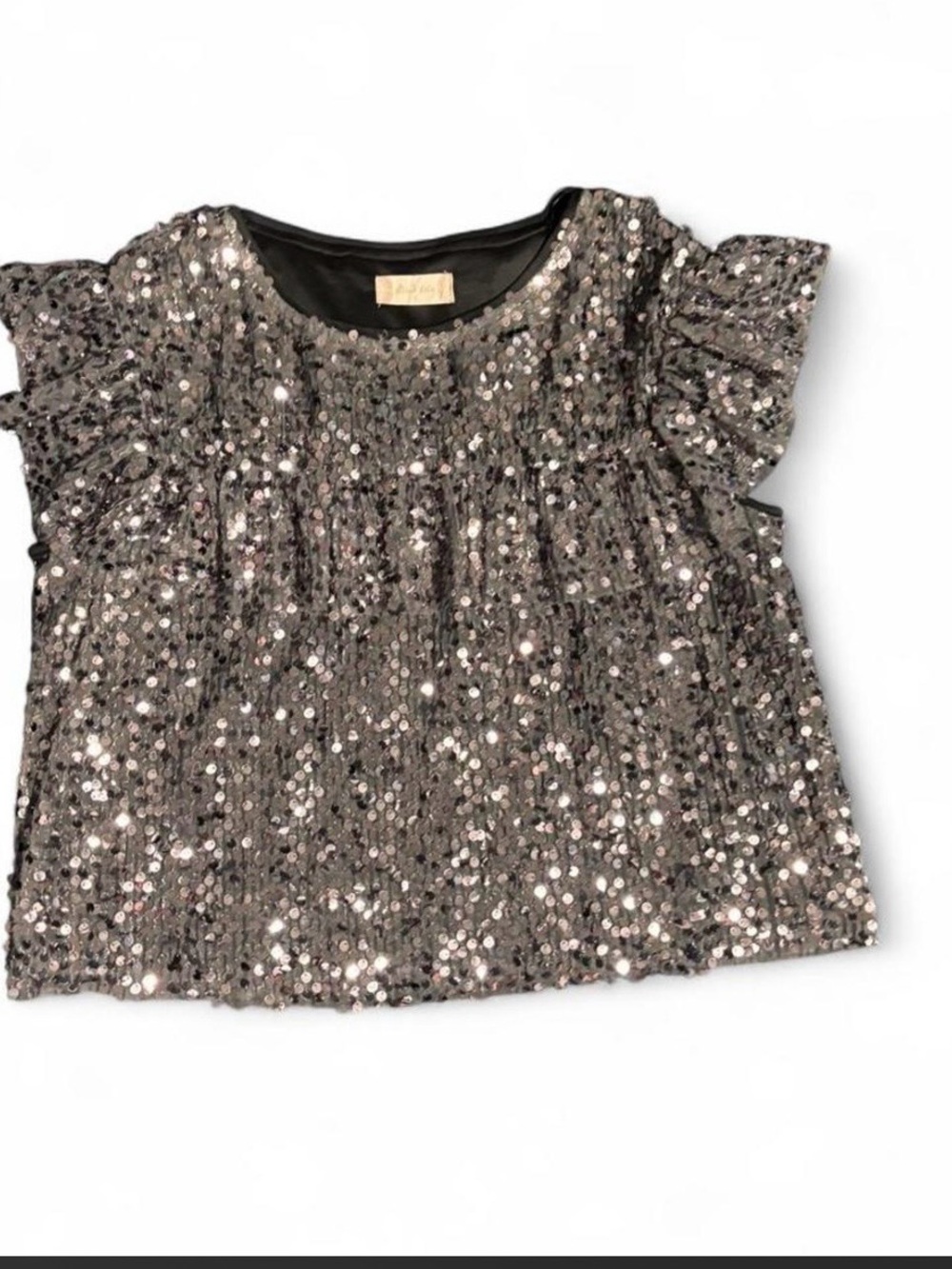 Womans Altar’d state sequined Flutter Sleeve Top - Black